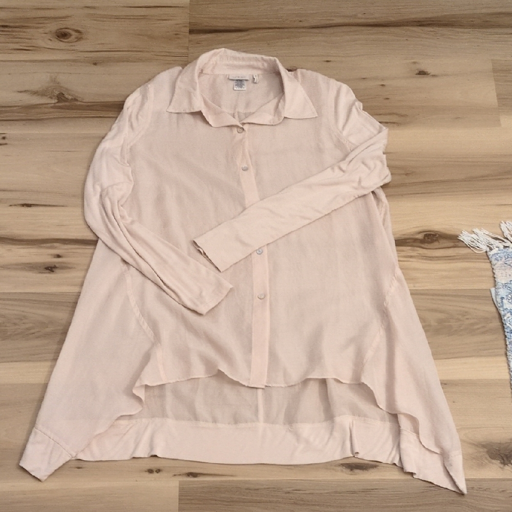 Pristine LOGO By Lori Goldstein Cream Flowy Button Down Top Size 8